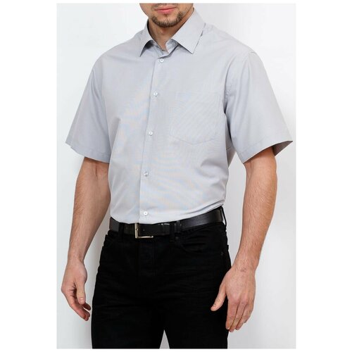 фото Рубашка мужская короткий рукав casino c134/0/058/1, прямой силуэт / сlassic fit, цвет серый, рост 174-184, размер ворота 41
