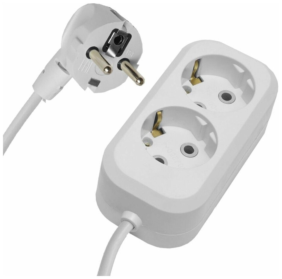 2м. Удлинитель Stekker 2-местный с/з (белый) Home Stekker HM01-21-02 39205 - фото №1