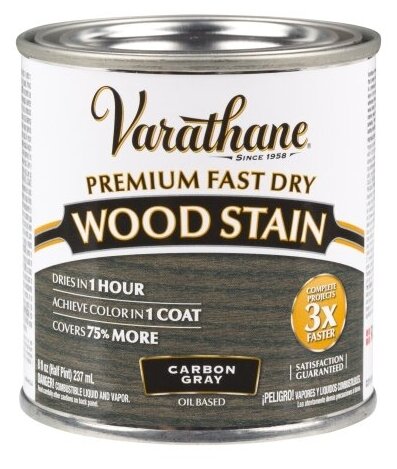 Масло для дерева и мебели Varathane Fast Dry Wood Stain быстросохнущее тонирующее масла, морилка, пропитка для дерева, Угольный серый, 0.236 л - фотография № 1