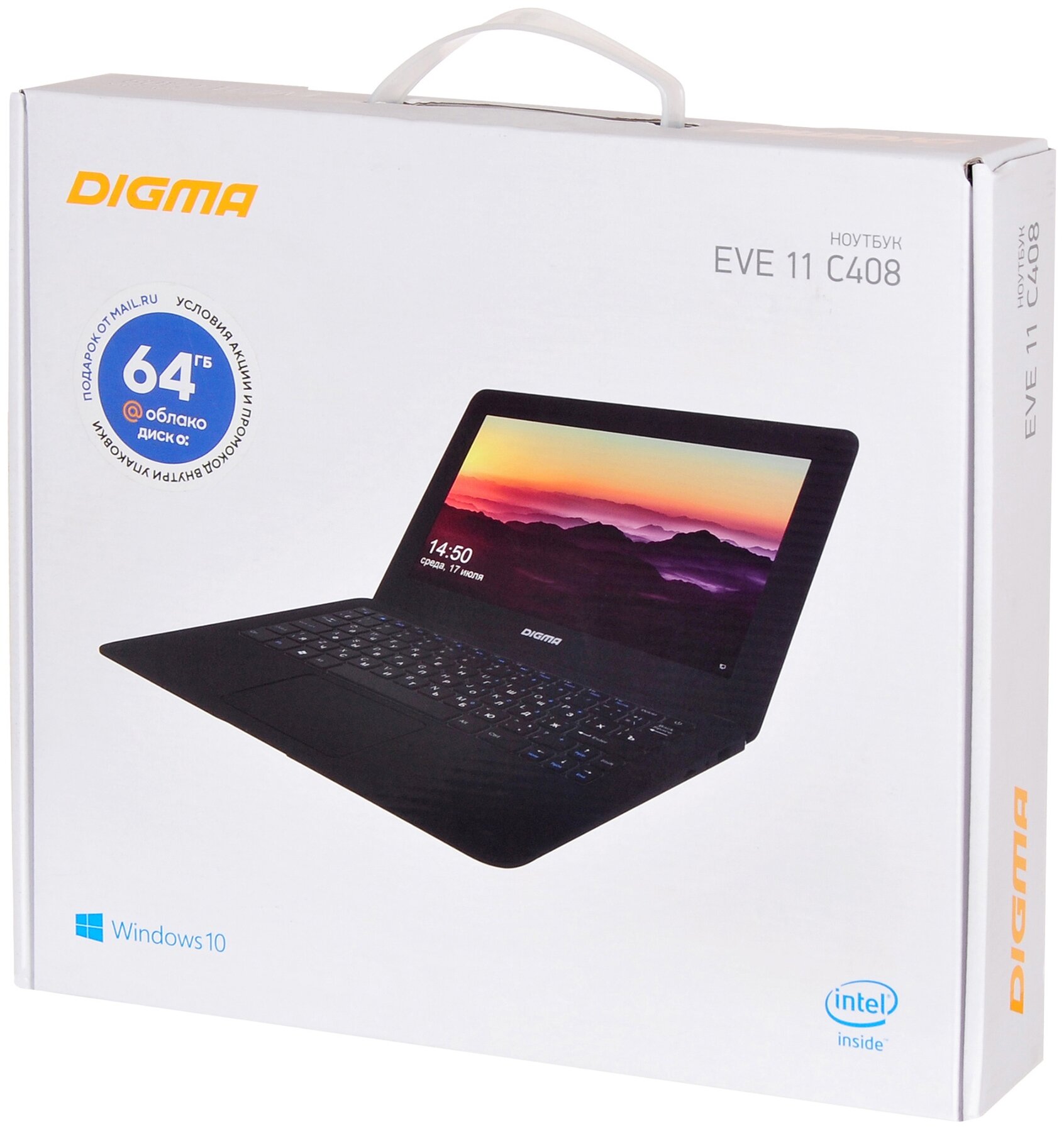 116 Ноутбук DIGMA EVE 11C408 1920x1080 Intel Celeron N3350 11 ГГц RAM 4 ГБ DDR3 SSD 64 ГБ Intel HD Graphics 500 Windows 10 Home ES2055EW черный