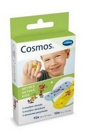 Пластырь Cosmos-kids, Космос кидс, из эластичной пленки, (10шт. 16*57mm, 10шт. 19*72mm) (5 упак по 20 шт) (100 шт/уп)