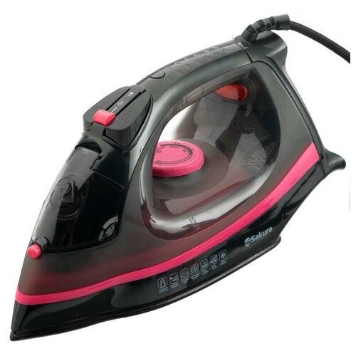 Утюг Sakura SA-3019CBK 2400 Вт керамическая подошва 20 гмин 270 мл чёрно-розовый 328500₽