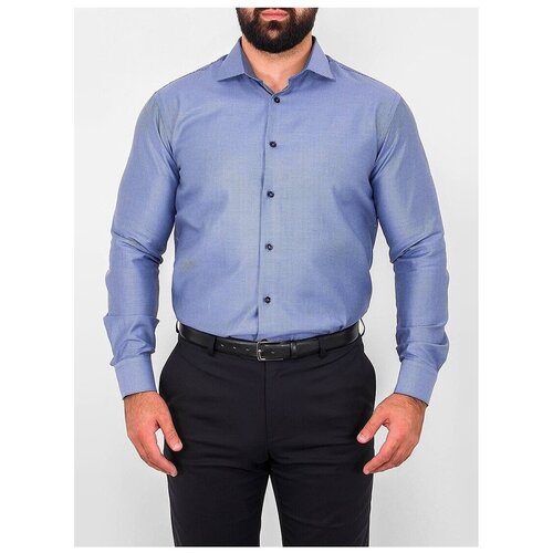 фото Рубашка мужская длинный рукав greg 223/111/8180/z/1, полуприталенный силуэт / regular fit, цвет голубой, рост 174-184, размер ворота 39