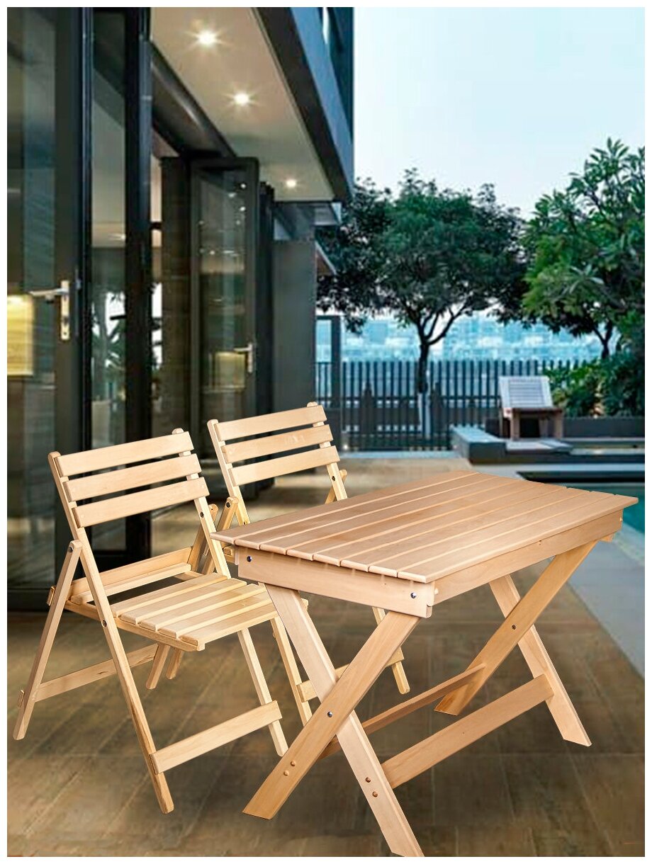 EVITAmeb / Стол складной для сада 1200х600 / стол обеденный / стол для дачи / садовый стол / массив липы - фотография № 4
