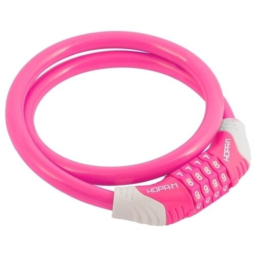 фото Замок-трос велосипедный нора-м №31 - розовый - 10x650 мм