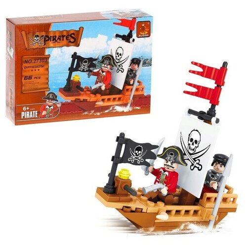 Конструктор «Пиратская лодка», 62-66 деталей, микс песочницы kidkraft песочница пиратская лодка