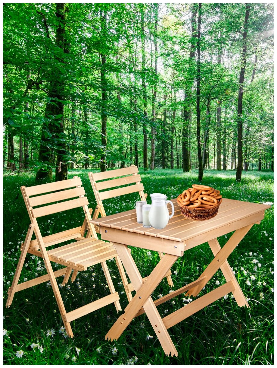 EVITAmeb / Стол складной для сада 1200х600 / стол обеденный / стол для дачи / садовый стол / массив липы - фотография № 5