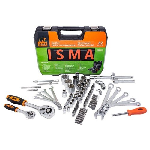 универсальный набор инструментов isma 56003 600 предметов Набор инструмента 82 предмета ISMA-4821-5 6 гран. 1/4, 1/2DR