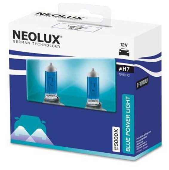 Лампа автомобильная Neolux Blue Power Light H7 80W PX26d 5000K (бокс, 2шт) 12V, N499HC-2SCB