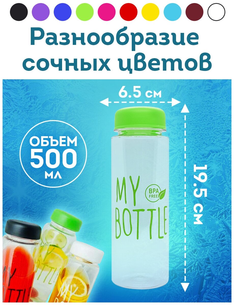 Бутылка My Bottle 500 мл. в оригинальном коллекционном дизайне с фильтром/цвет салатовый