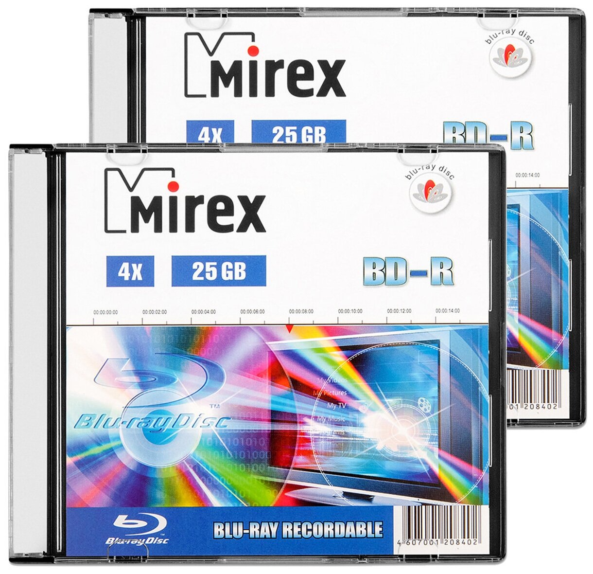 Диск BD-R 25 Gb Mirex 4x Slim box, упаковка 2 шт.
