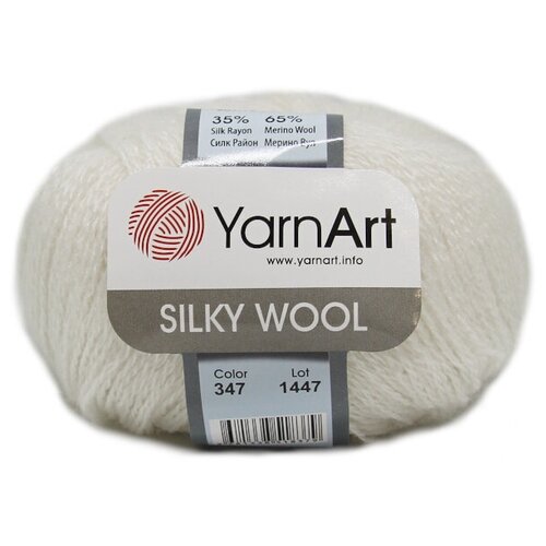 Пряжа Silky Wool 25г, 190м (Силки Вул) цвет 347 белый, 10шт