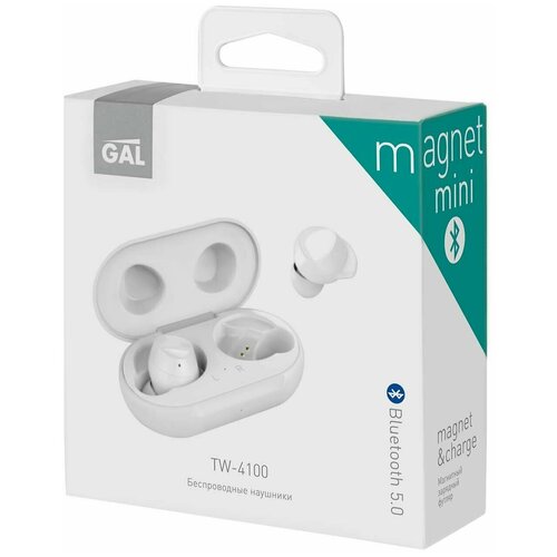 Гарнитура GAL TW-4100 Bluetooth вкладыши белый 264000₽