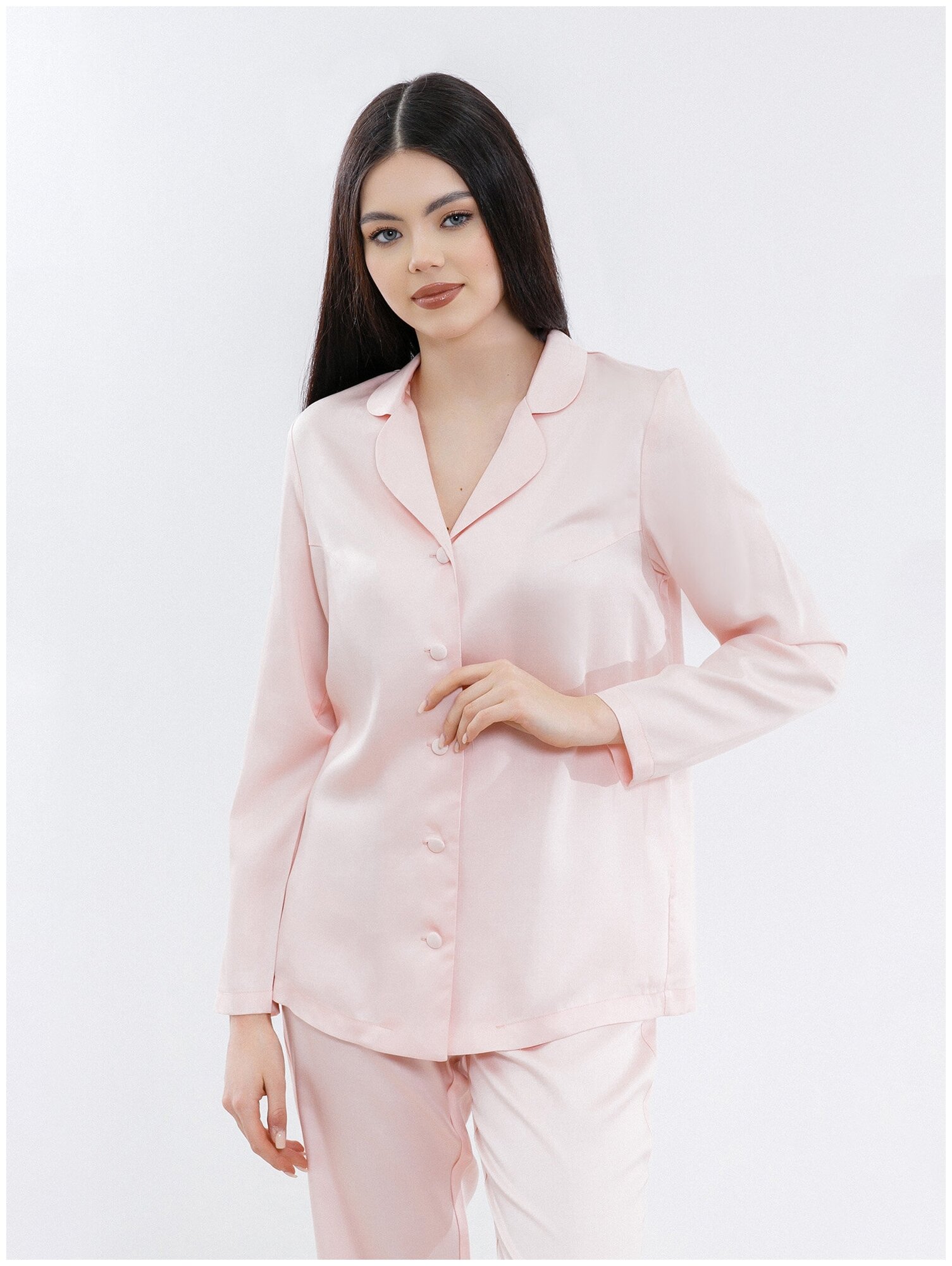 Impresa / Рубашка женская домашняя пижамная с длинным рукавом Lyocell, цв. Розовый - фотография № 1