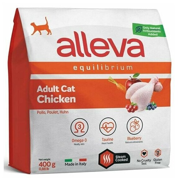 Сухой беззерновой корм Alleva Equilibrium для взрослых кошек с курицей, 400 гр - фотография № 4