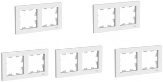 Рамка Schneider Electric AtlasDesign двухместная универсальная белая (комплект из 5 шт.)