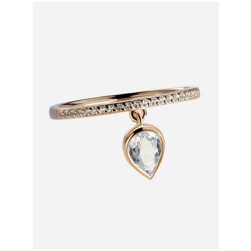 Кольцо-дорожка с каплей хрусталя в позолоте Secrets Jewelry