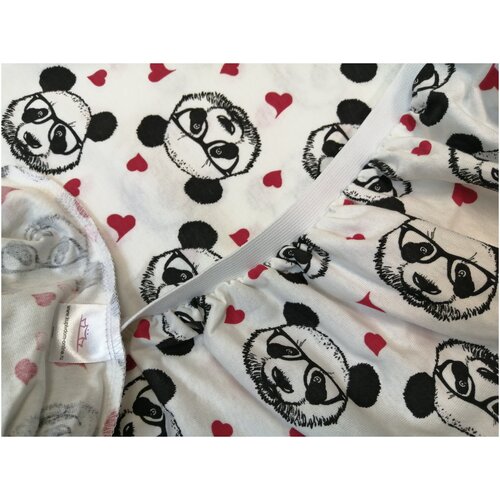 Простыня на резинке с рисунком Панда 80х180х20 см, трикотаж 100% хлопок 145 г/м2, Купи в дом – онлайн