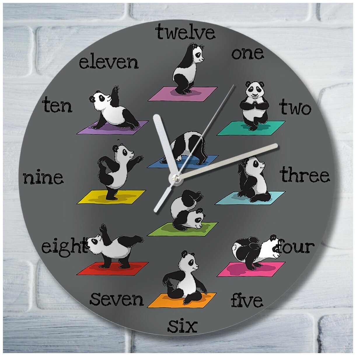 Настенные часы УФ студия йоги (йога, панда, позы) - 154