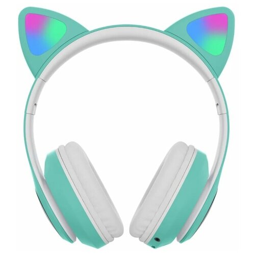 Наушники с ушками кошки Беспроводные bluetooth 50 зеленые с белым KT-46 155000₽