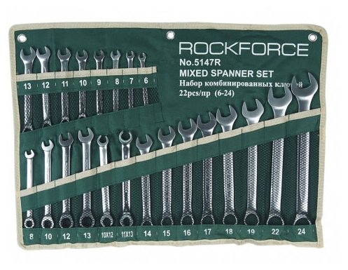 Набор ключей Rock Force RF-5147R комбинированных, 6-24, 22 предмета