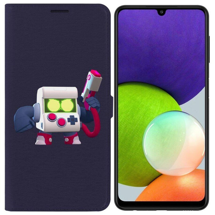 Чехол книжка Krutoff Эко Book для Samsung Galaxy A22 4G (A225) Brawl Stars-8-БИТ классический (синий)