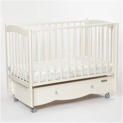 Детская кроватка для новорожденных Pocket 120х60 см, с маятником и ящиком, цвет ваниль, из массива бука
