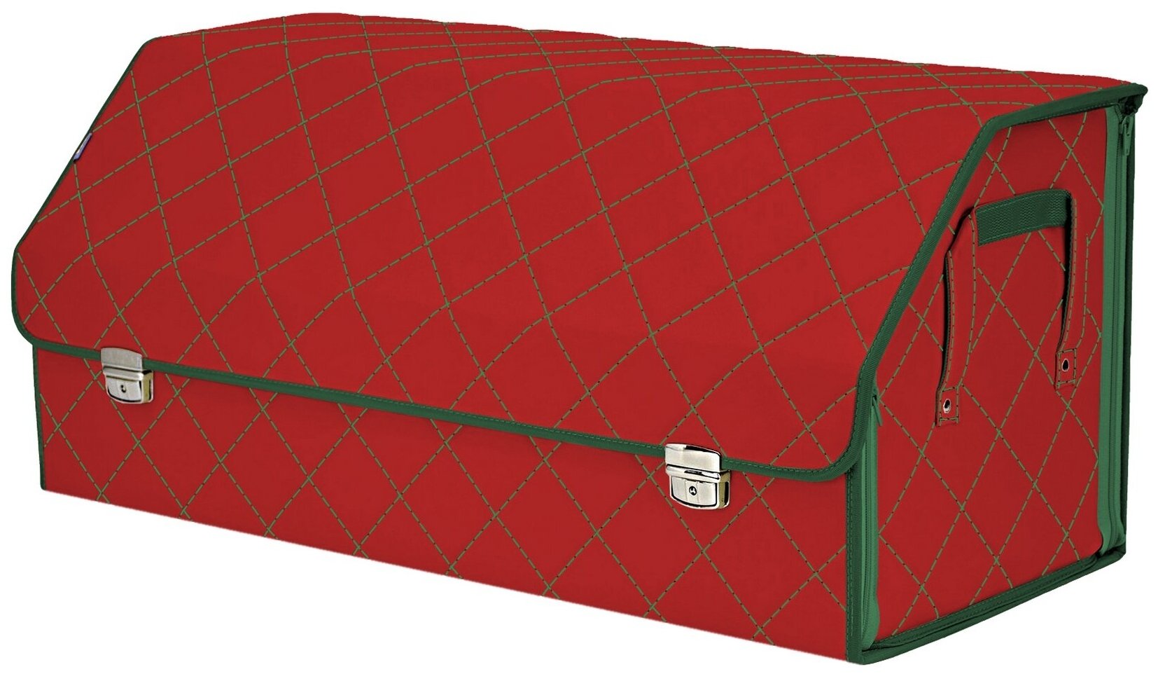 Органайзер-саквояж в багажник "Союз Премиум" (размер XXL). Цвет: красный с зеленой прострочкой Ромб.