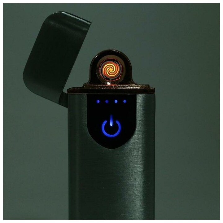Зажигалка электронная, спираль, сенсор, USB, серебристая, 7.9 х 3.1 см - фотография № 12