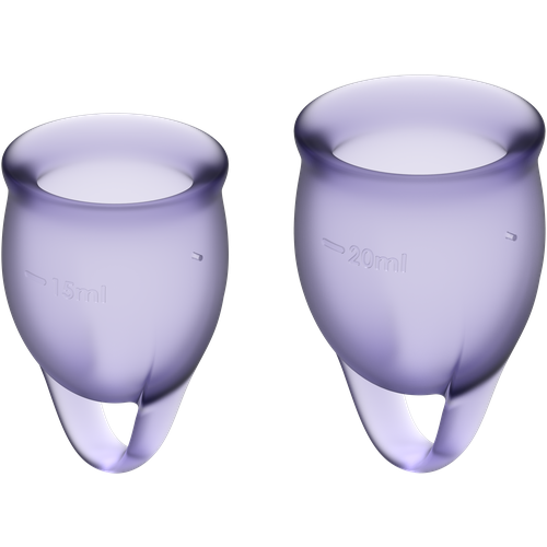 Satisfyer менструальные чаши Feel Confident 15 и 20 мл, 2 шт., фиолетовый satisfyer менструальные чаши feel confident 15 и 20 мл 2 шт фиолетовый