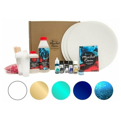 Набор для рисования смолой MixArt Resin BOX Морской берег/эпоксидной/эпоксидная смола/+палитра цветов/смола для рисования