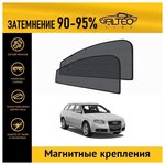 Каркасные автошторки ALTEO PREMIUM на Audi A4 (В7) универсал (2004-2008) на передние двери на магнитах с затемнением 90-95% - изображение