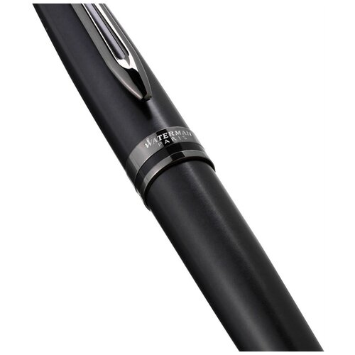 ручка waterman expert deluxe metallic gold rt f 2119259 роллер черные чернила подарочная коробка Ручка Waterman Expert DeLuxe Metallic Black RT M, 2119251, шариковая, синие чернила, подарочная коробка