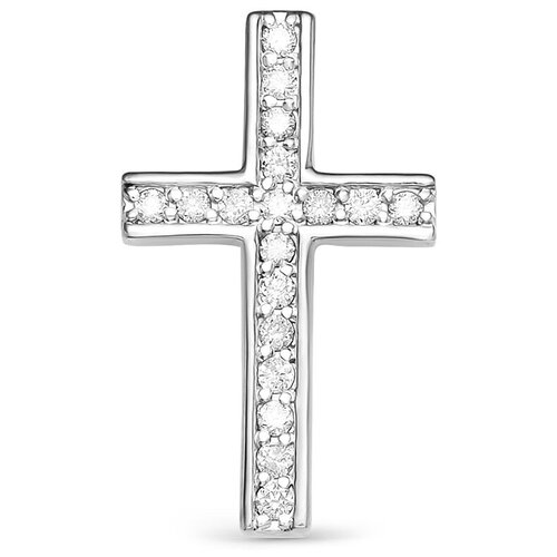 Крестик Vesna jewelry, белое золото, 585 проба, родирование, бриллиант