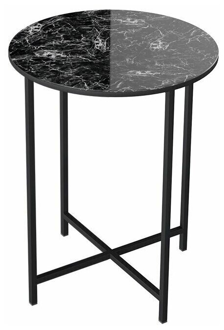 Стол со стеклянной поверхностью ДП 1-03-04 (журнальный) (Черный/Стекло Мрамор черный)