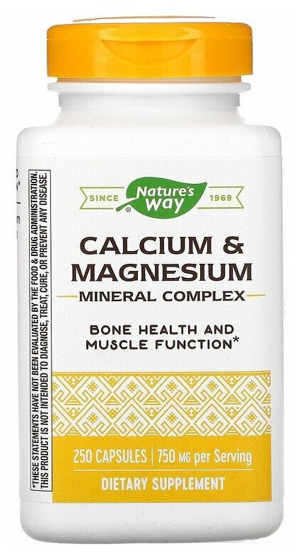Nature's Way Calcium & Magnesium Mineral Complex (комплекс минералов с кальцием и магнием) 750 мг 250 капсул