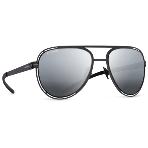 Титановые солнцезащитные очки GRESSO Washington - авиаторы / серые