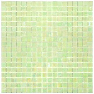 Мозаика одноцветная чип 15 стекло Alma NN83 зеленый светлый квадрат глянцевый перламутр