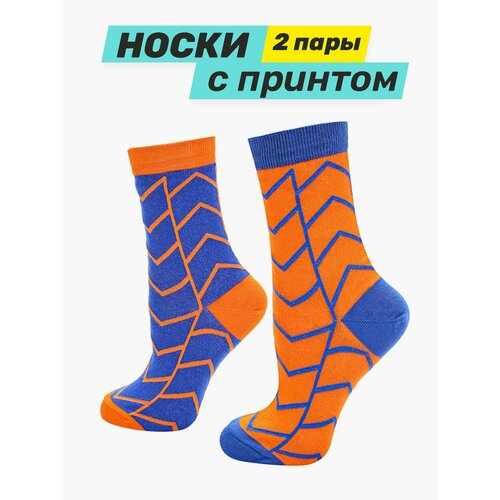 фото Носки big bang socks, 2 пары, размер 35-39, оранжевый, голубой