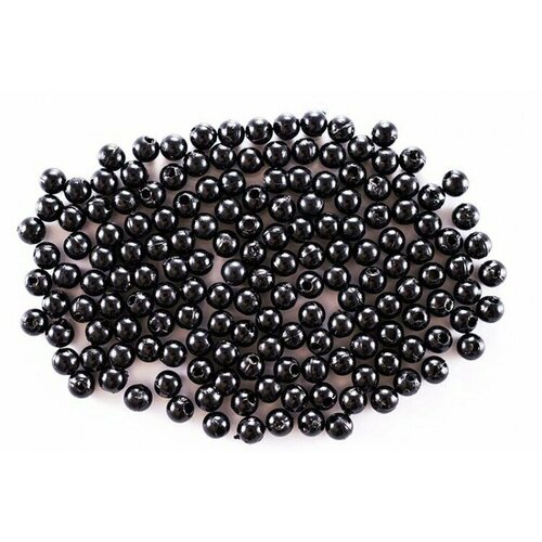 Бусины акриловые круглые 4мм, отверстие 1мм, цвет черный, имитация жемчуга, 527-013, 10г (около 150шт)
