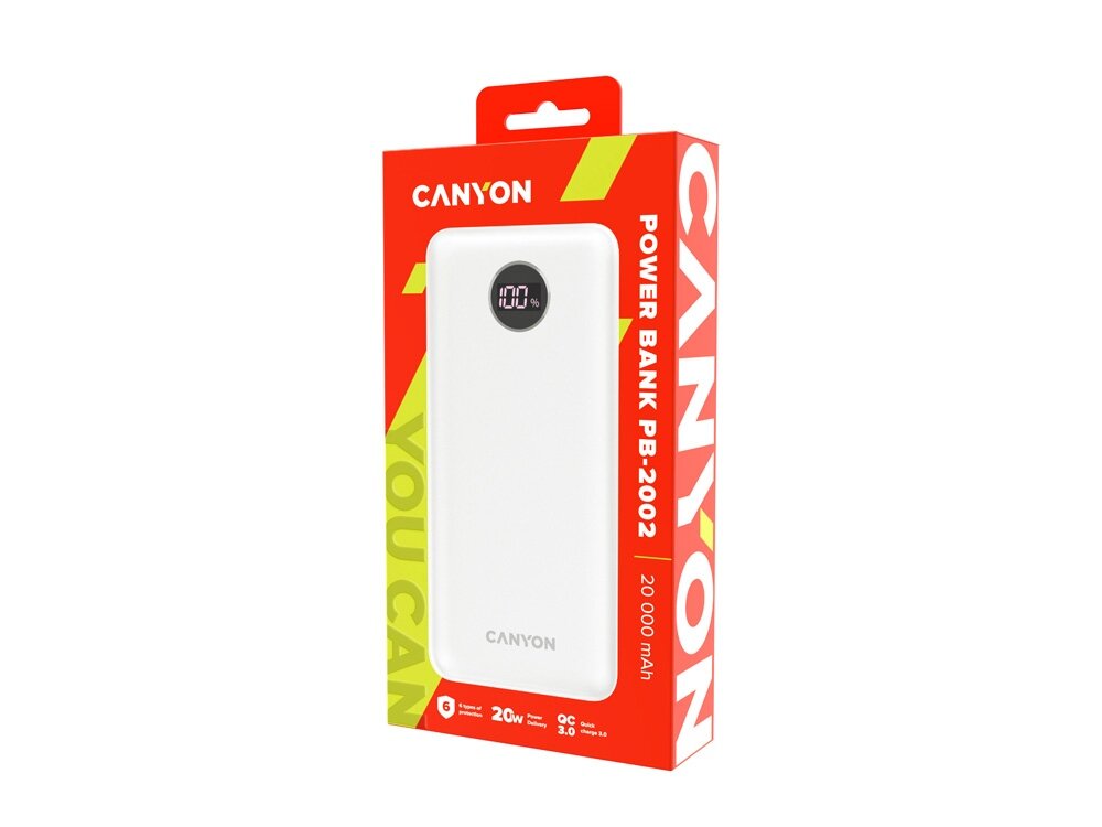 Аккумулятор внешний портативный Canyon 20000 мАч, Input Type-C 5V3A,9V2A,18W. Output Type-C: 5V3A,9V2.2A,12V1.5A,20W, Output USBA1/USBA2: 5V3A - фото №6