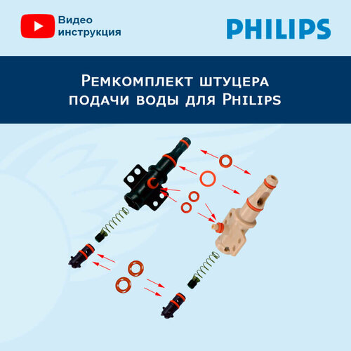 Ремкомплект штуцера подачи воды для Philips, 20222903 ремкомплект штуцера подачи воды saeco 9011 100