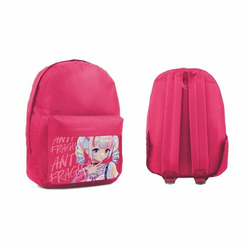 Рюкзак школьный текстильный «Аниме», с карманом, цвет розовый