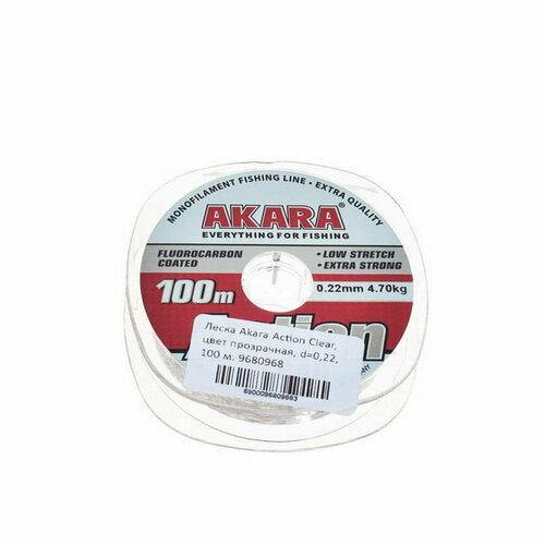 фото Леска action clear, диаметр 0.22 мм, тест 4.7 кг, 100 м, прозрачная akara