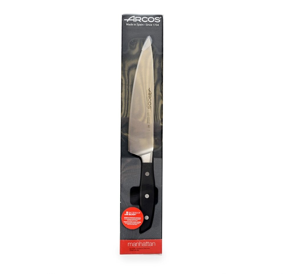 Набор ножей Шеф-нож Arcos Manhattan, 35.3x7x3 см, лезвие: 21 см, серебристый/черный - фото №7
