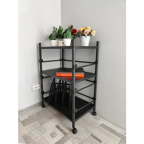 Этажерка металлическая 3-х ярусная на колесах