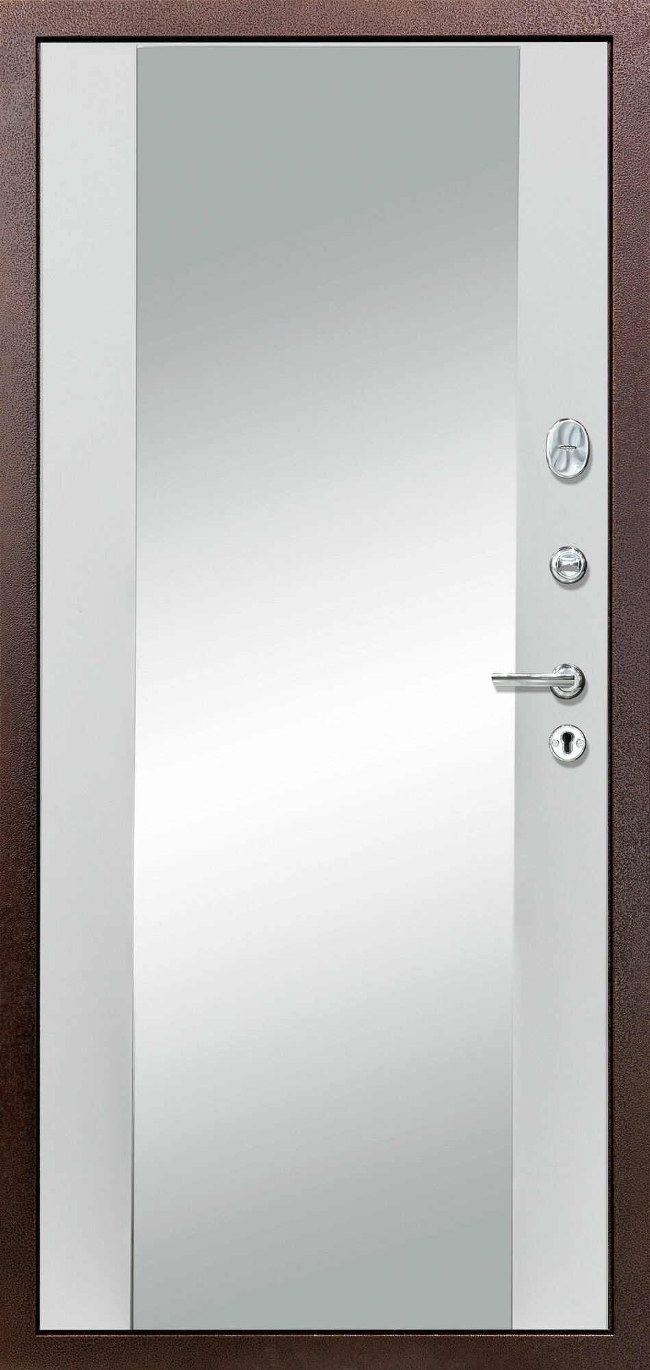 Входная дверь DIVA 510 Зеркало 2050х960 Левая Антик медь - Д15 Белый Софт УТ-00080798 - фотография № 3