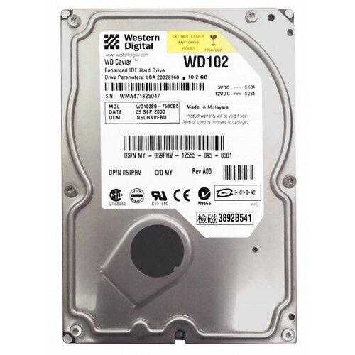 Жесткий диск Western Digital WD102BB 10Gb 7200 IDE 35 HDD 228500₽