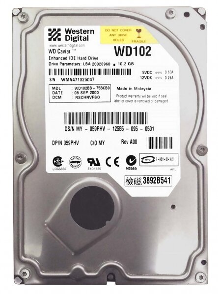 Жесткий диск Western Digital WD102BB 10Gb 7200 IDE 3.5" HDD