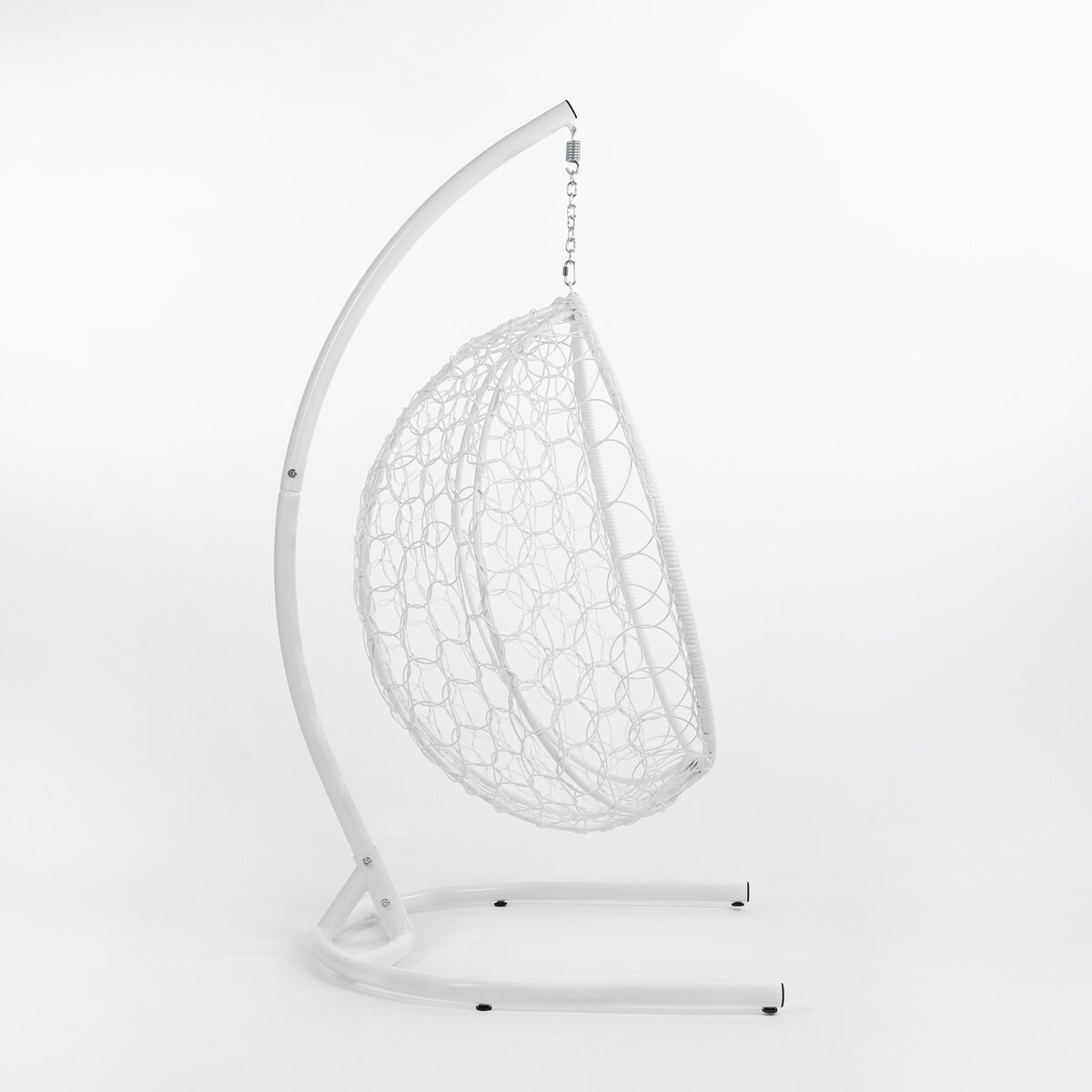 Изображение Садовые качели гнездо на усиленной стойке Yova Bubble. до 225 кг, 185х100х107см, белые.